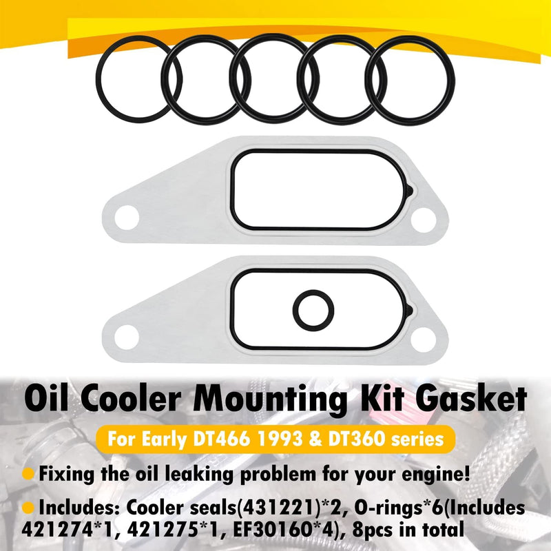 431327 Oil Cooler Mounting Kit Gasket O-Rings for DT466 DT360 Engine 675513C1