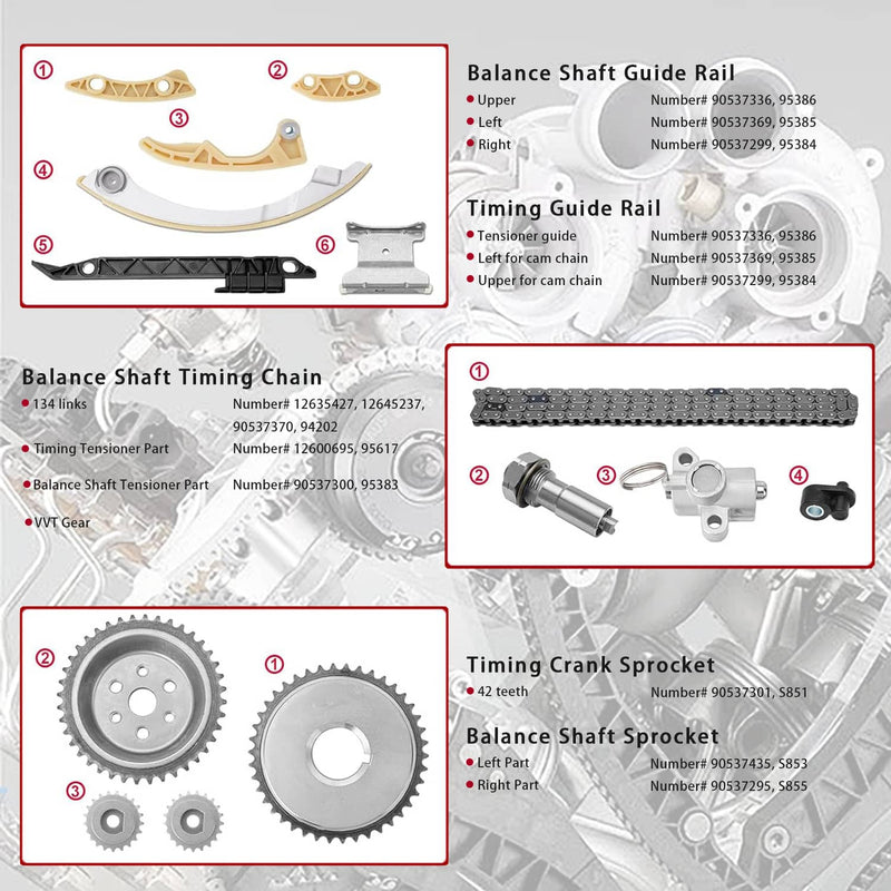 Timing Chain Kit with Water Pump for Buick Chevy GMC Pontiac 2.4L 2009-2017