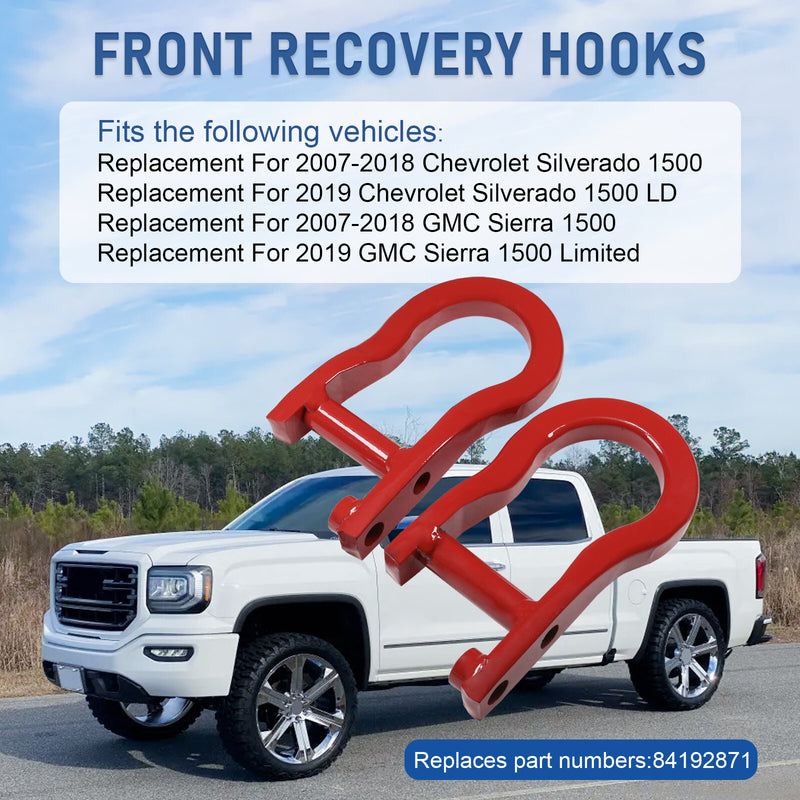 84192871 Pair Red Tow Hooks for Chevy Silverado GMC Sierra 1500 2007-2019