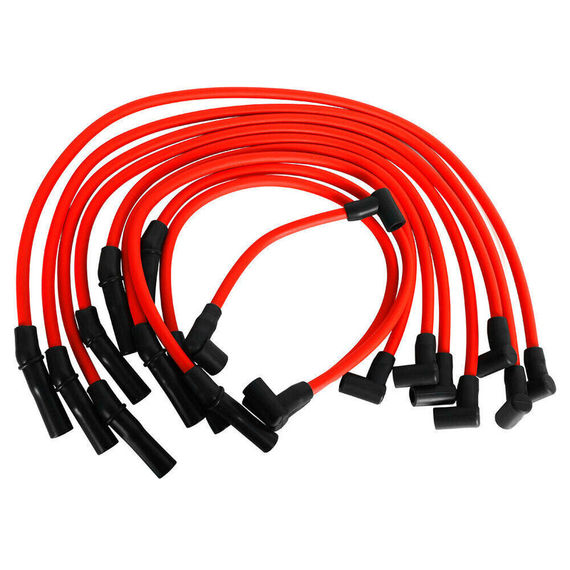 10.5mm Racing Spark Plug Wires Set for Ford 5.0L 5.8L SB SBF 302 Red Engine