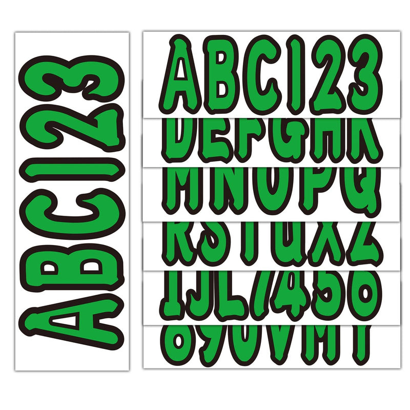 DURAFORCE 3" Marine Boat Sticker Decal A-Z Letters 0-9 Numbers Green 4 Sets