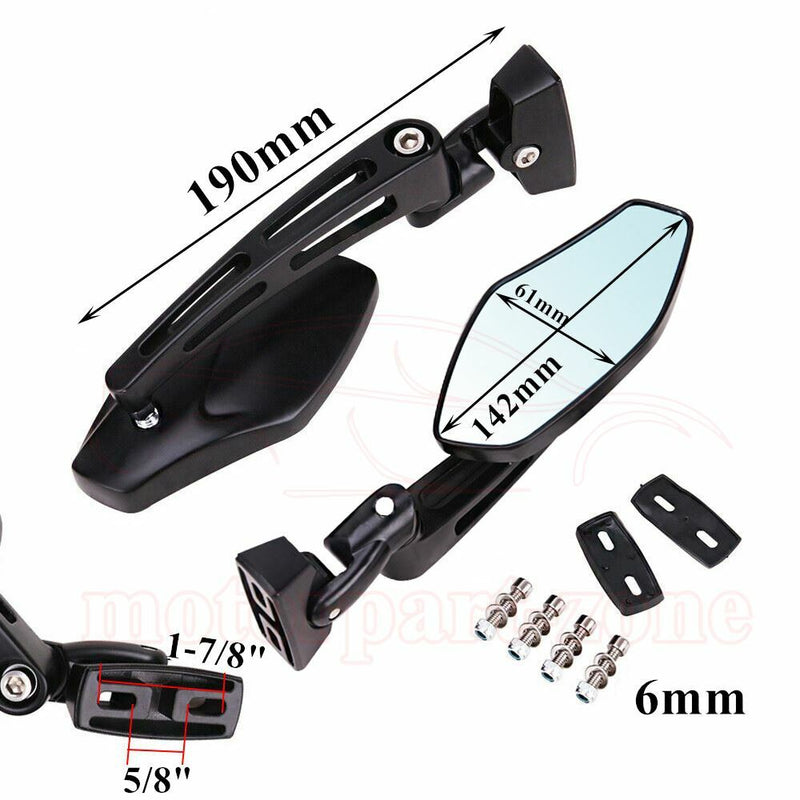 Motorcycle Racing Rearview Mirrors for Suzuki Hayabusa Honda CBR Black 6mm Sport