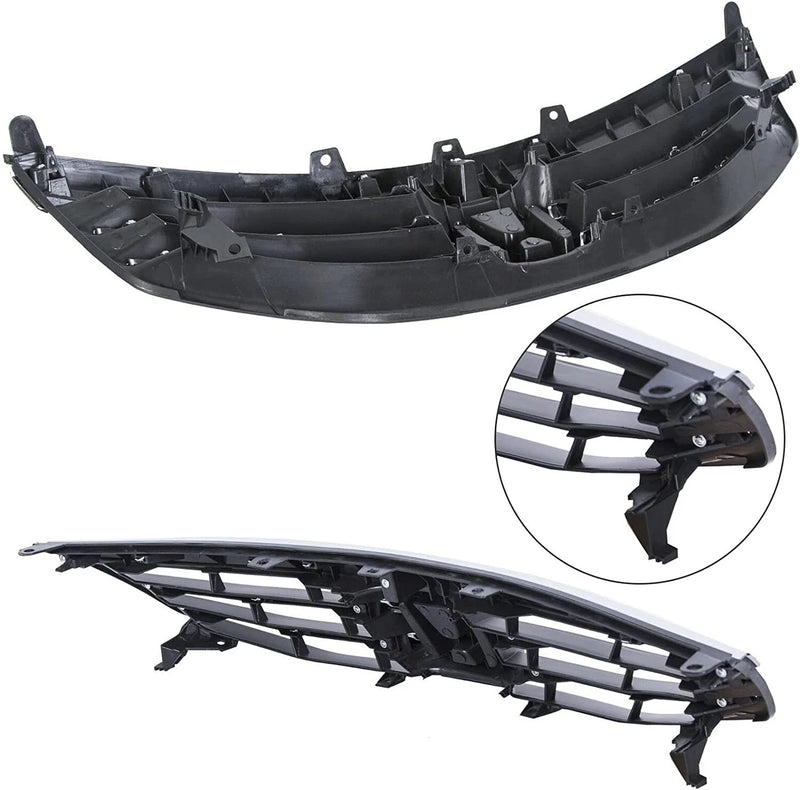 DURAFORCE Front Radiator Bumper Grille Front Upper Chrome Grill Fit Honda Accord 2011-2012