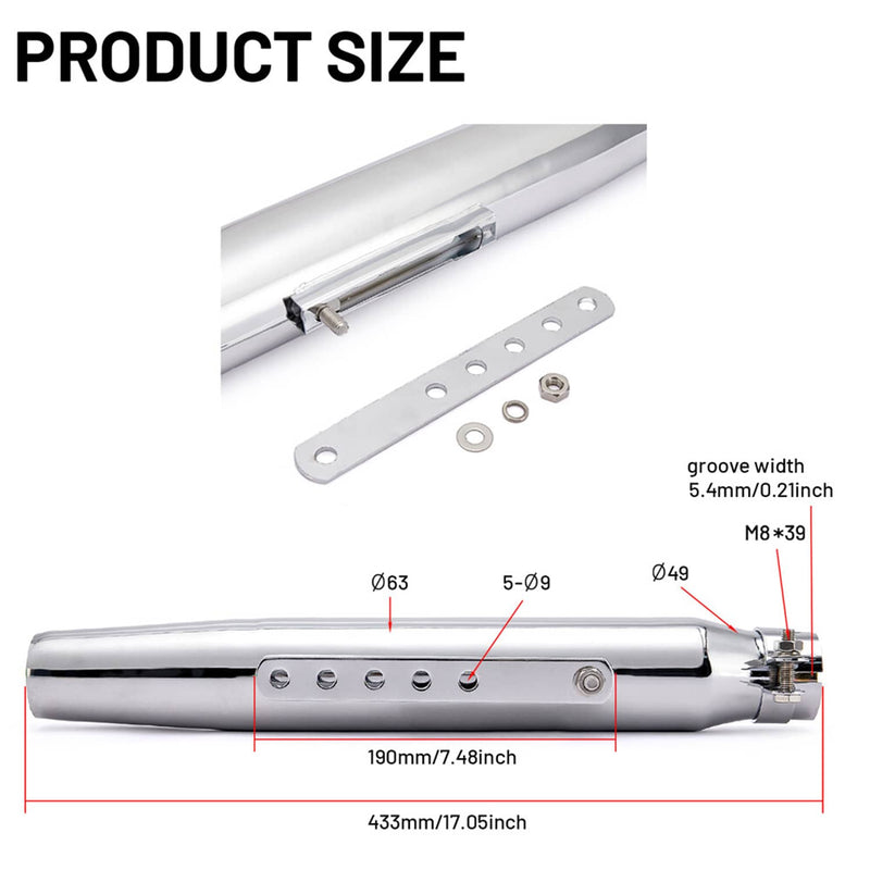 Motorcycle Exhaust Pipe Muffler Removable Silencers for Cafe Racer Bobber