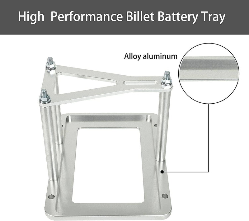 Billet Aluminum Car Battery Tray Hold Down Trunk Relocation Racing Mount