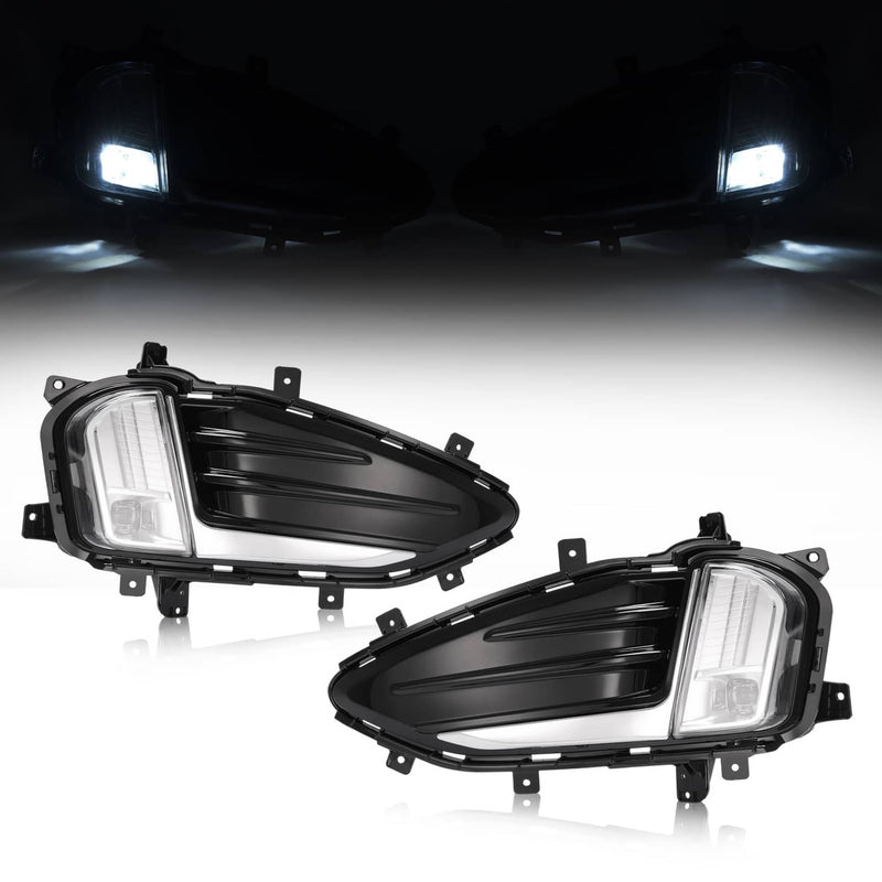 DURAFORCE LED Front Bumper Fog Lights Lamp Kit for Ford Edge 2019-2024 Cover Bezel 2PCS