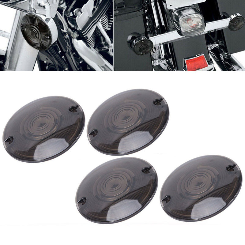 4PCS Smoke Turn Signal Light Cover Lens for Harley Touring Electra Road King