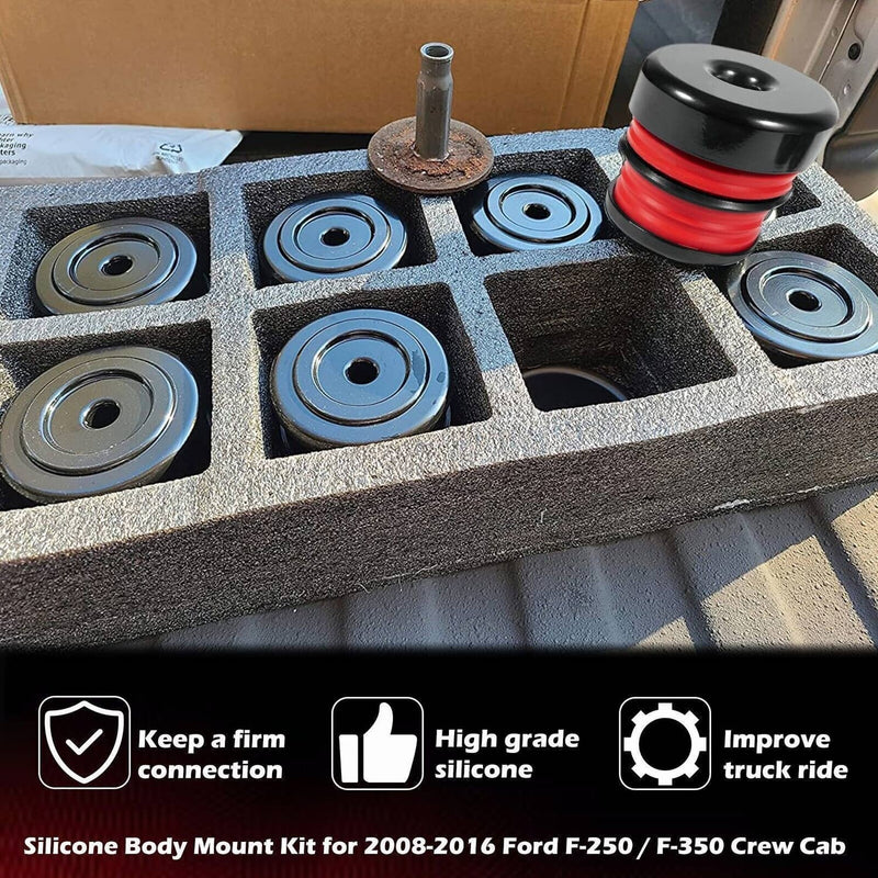 Silicone Body Mount Bushing Kit for Ford F250 F350 Super Duty Crew Cab 2008-2016