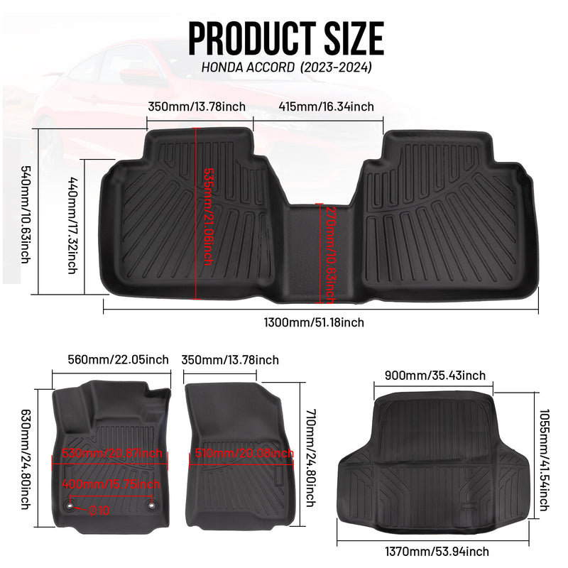 Full Set Floor Mats Cargo Liner for Honda Accord Hybrid 2023-2025