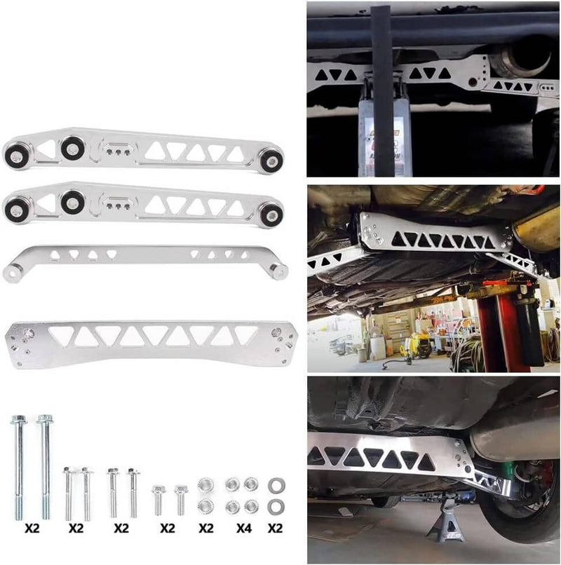 Rear Lower Control Arms Subframe Brace Tie Bar for Honda Civic EK 96-00 Silver