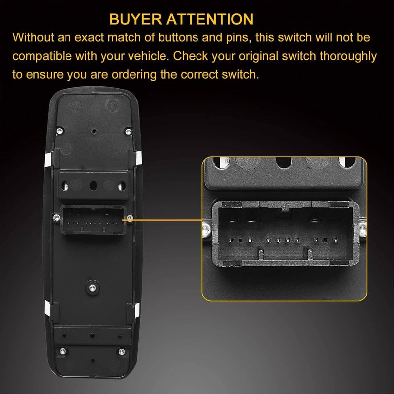 Front Driver Side Window Switch for Ram 1500 2500 56046823AE Black 2016-2018