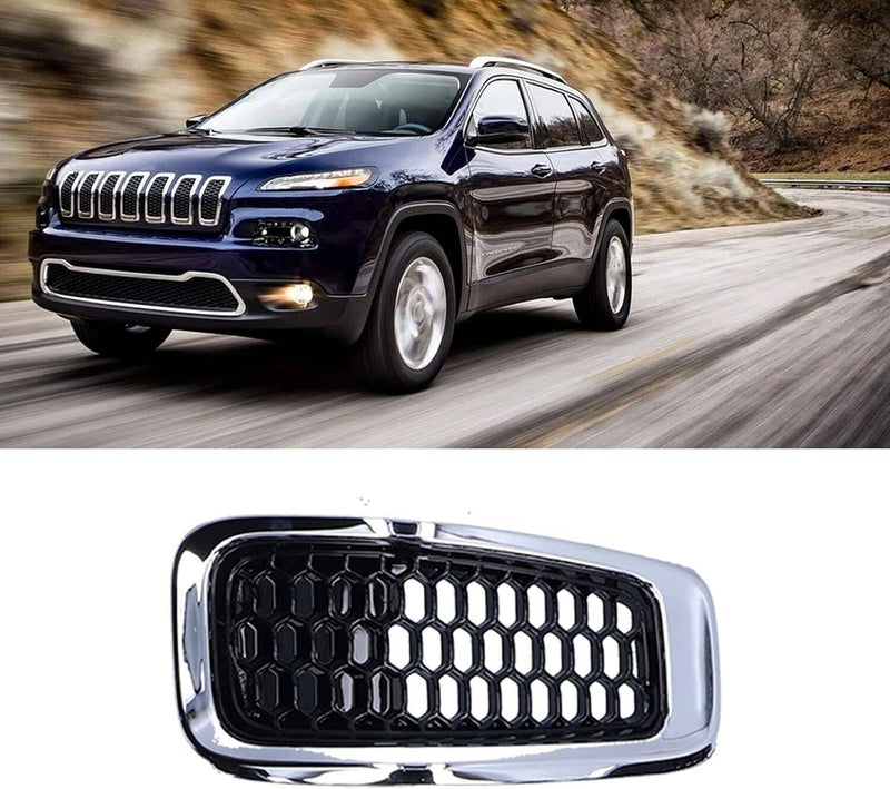 Chrome Front Bumper Grille Insert Honeycomb Mesh for 2014-2018 Jeep Cherokee