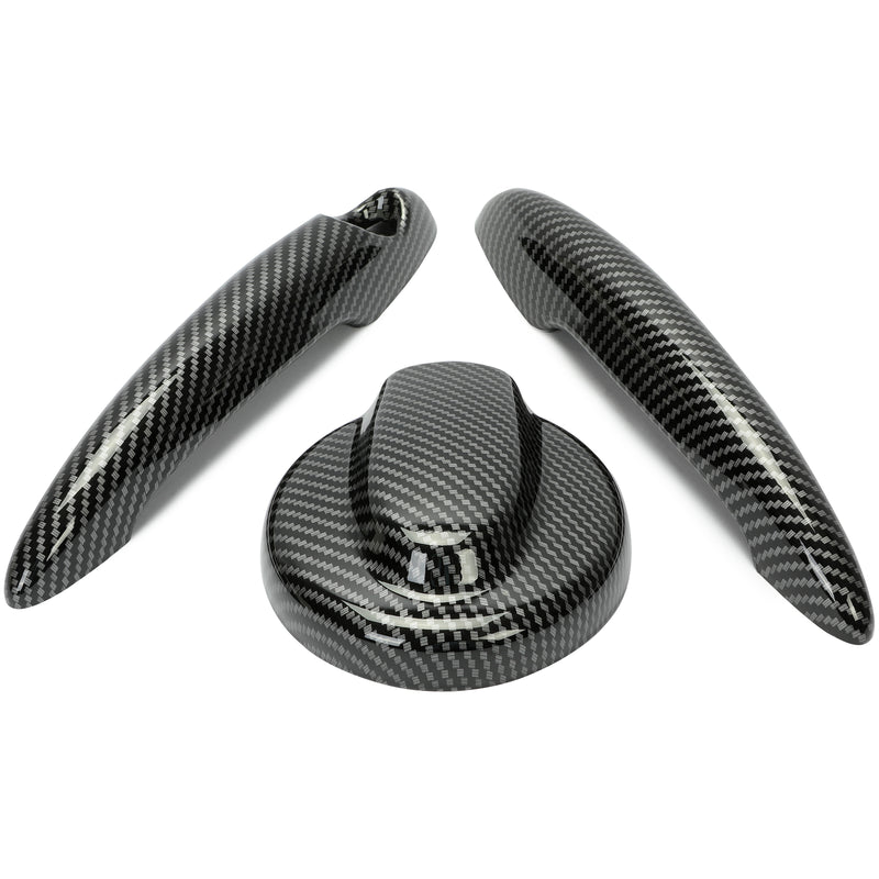Carbon Style Door Handle Covers Gas Tank Cap for MINI Cooper S R50 R55 R56 06-14