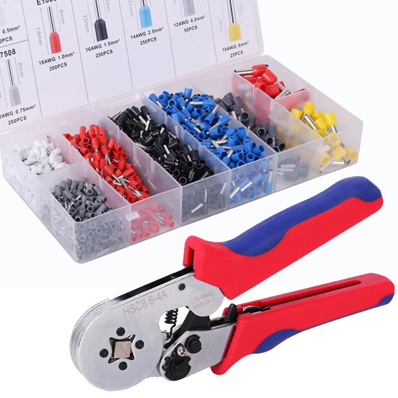 Ferrule Crimping Tool Kit AWG 23-7 Self Adjustable Ferrel Crimper with 1200 Piec