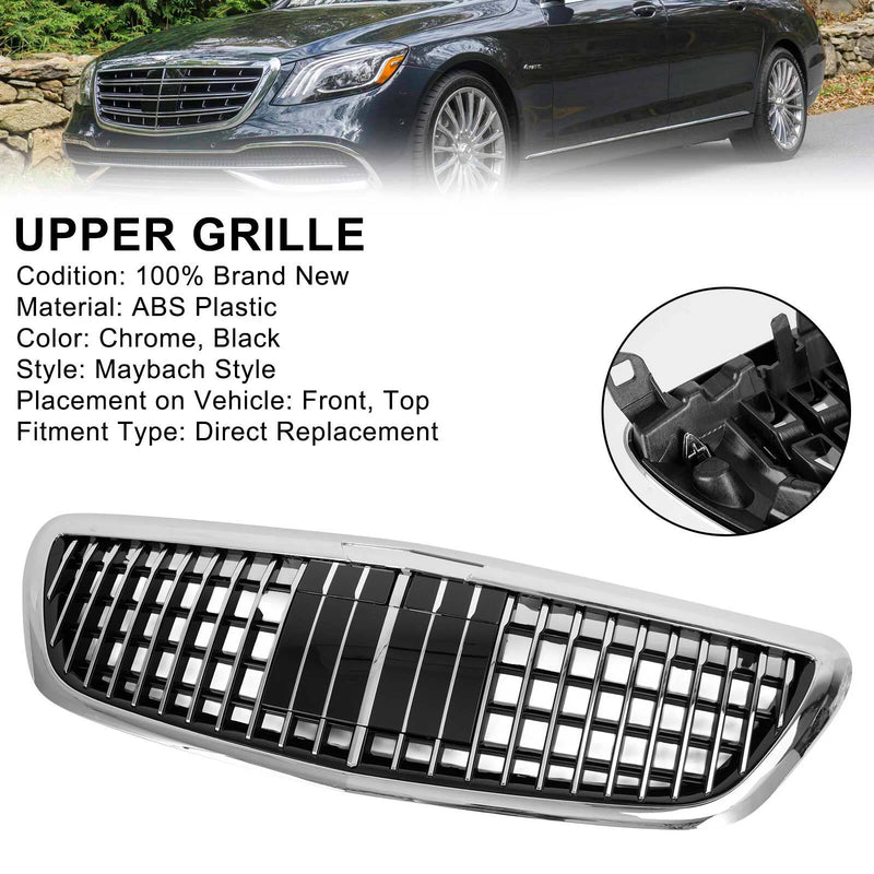 DURAFORCE Fit 2014-2020 Mercedes Benz S-Class W222 S450 Chrome Front Grille MayBach W/ACC