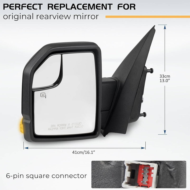 6Pin Tow Mirror Passenger Left Side Heated for 2015-2020 Ford F150 Truck