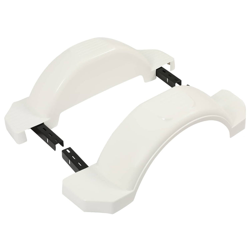 Pair L&R Single Axle Trailer Fenders White HDPE for 13 inch Wheels Tires