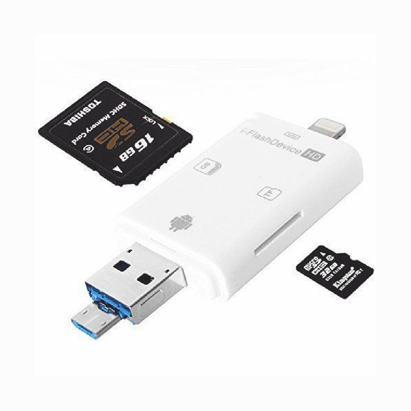 Card Reader External Dual Storage iFlash Device for iOS HD USB Micro SD SDHC OTG