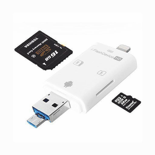DURAFORCE Card Reader External Dual Storage iFlash Device for iOS HD USB Micro SD SDHC OTG