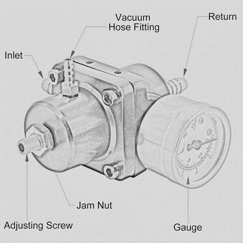 Adjustable Fuel Pressure Regulator Kit with 0-140 Psi Gage Hose Universal