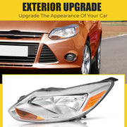 DURAFORCE Clear Lens Halogen Left Driver Side Headlight for Ford Focus 2012-2014 W/Bulb