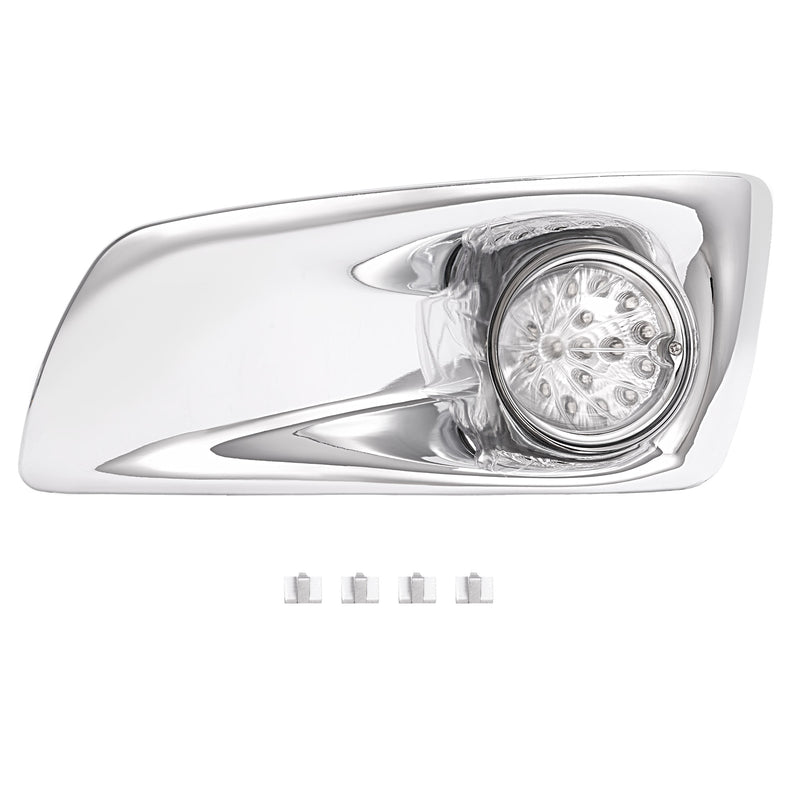 Left LED Fog Light Lamp with Chrome Bezel Clear Lens for Kenworth T660 2007-2017