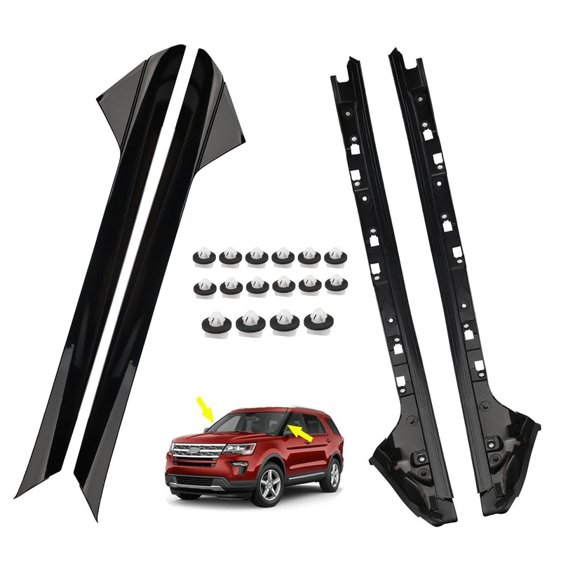 Windshield A Pillar Molding Trim for 11-19 Ford Explorer Left Right 4Pcs