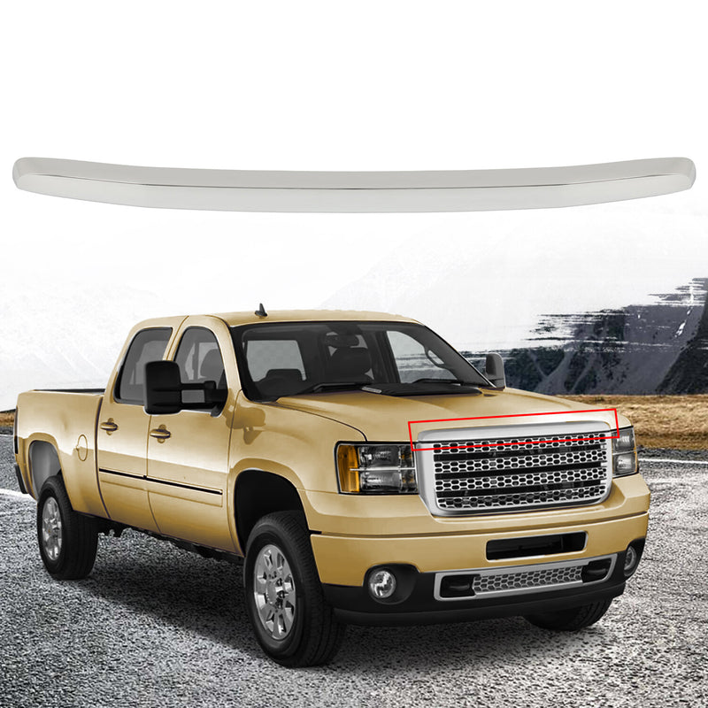 Chrome Upper Grille Hood Molding Trim for GMC Sierra 2500HD 3500HD 2011-2014