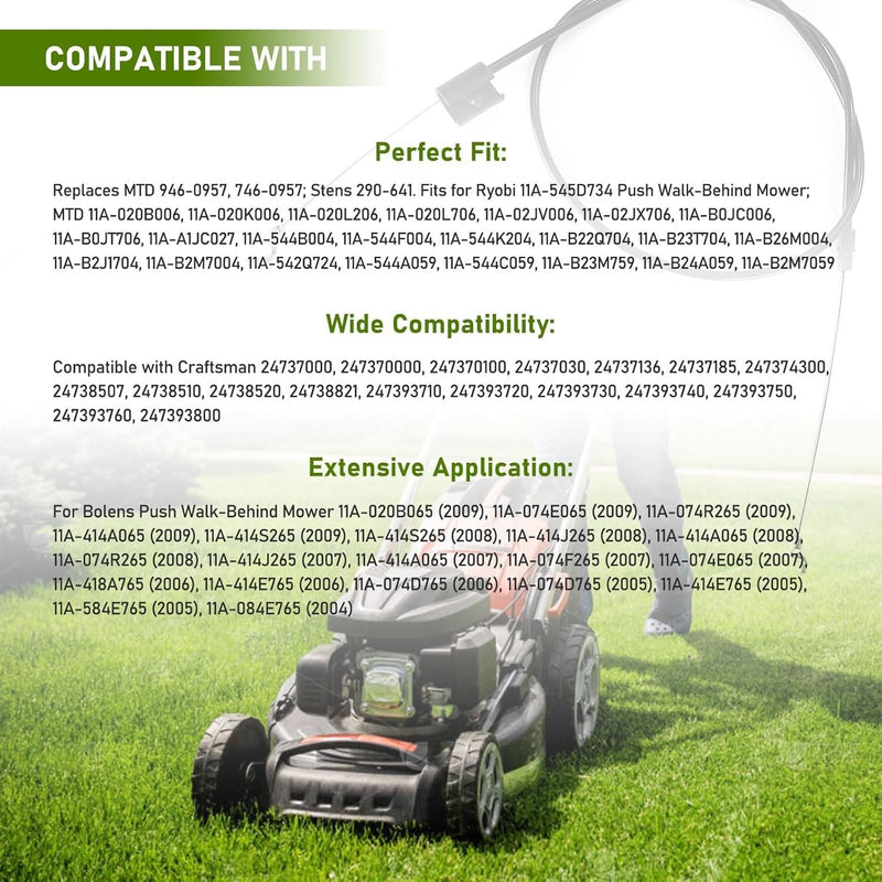 56Inch Replacement Engine Brake Zone Control Cable for Craftsman Lawn Mower 2PCS