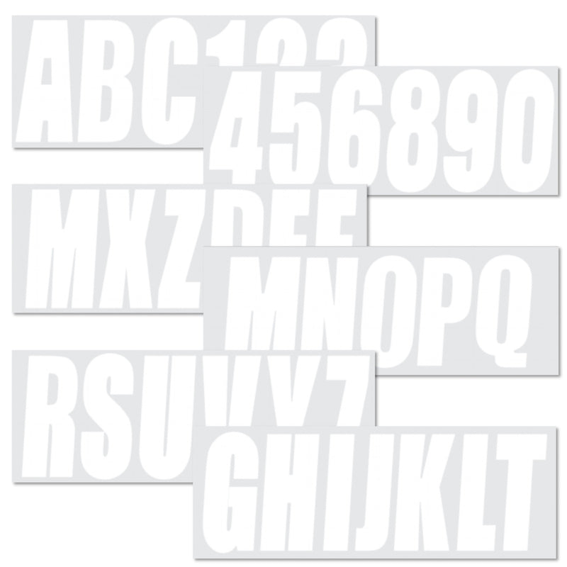 White Decal A-Z & 0-9 for Boat Letters Numbers Registration Stickers 4 Sets