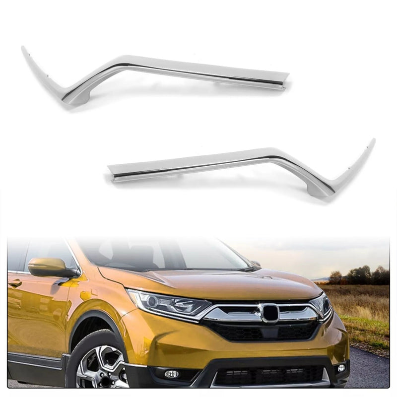 Chrome Trim Grille Headlight Molding for Honda CRV CR-V 2017-2019 Pair