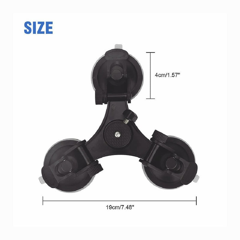 Triple Suction Cup Car Holder Mount for GoPro Hero 10 9 8 7 6 5 DJI OSMO Camera