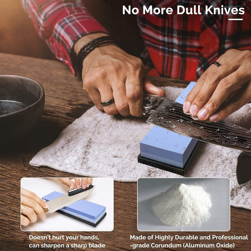 Knife Sharpening Stone Set Professional Whetstone 4 Side Grit 400 1000 3000 8000