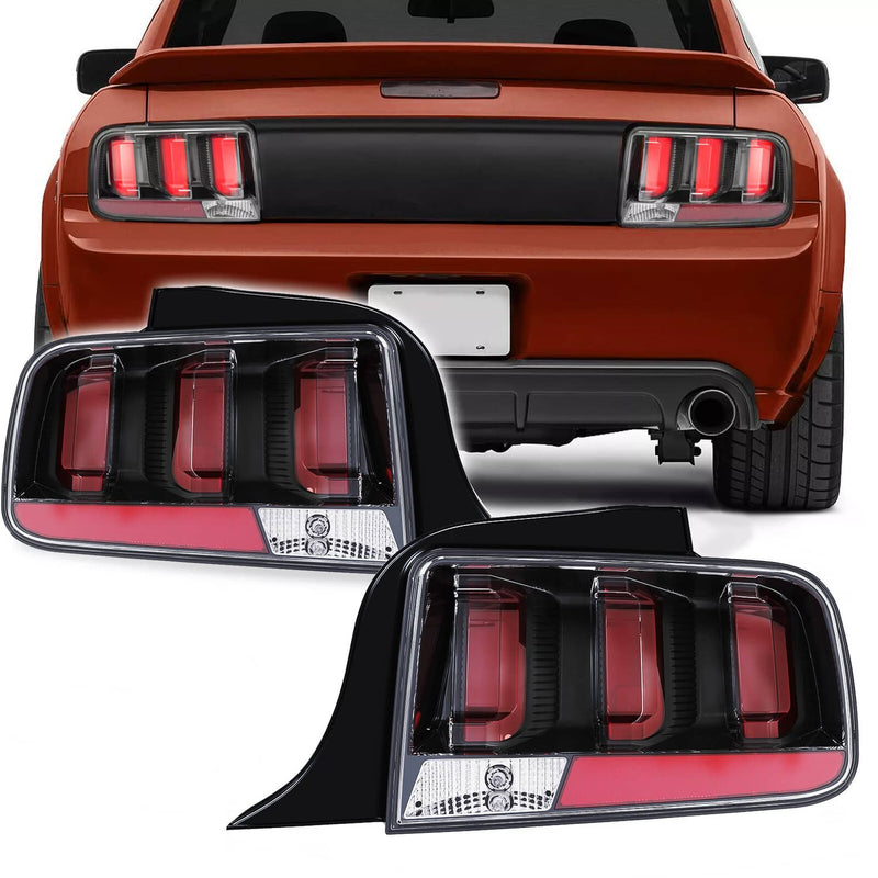 DURAFORCE Clear Lens LED Tail Lights Rear Brake Lamps for Ford Mustang 2005-2009 Set
