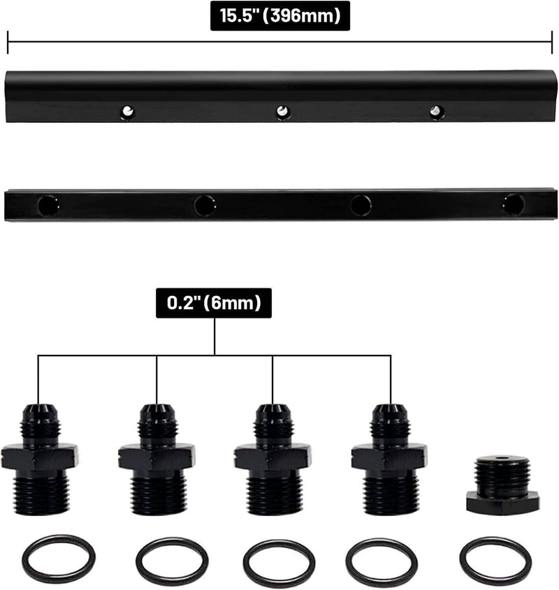 Black Billet Fuel Rail Kit Intake Manifold & Hardware for LS LS1 LS2 LS3 LS6