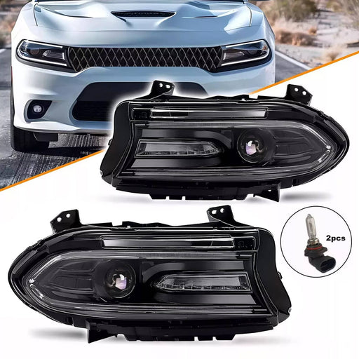 DURAFORCE Halogen LED DRL Projector Headlights for Dodge Charger 2015-2021 22 23
