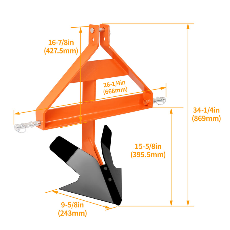 3-Point Quick Hitch Middle Buster for Category 1 Tractors Heavy Duty Steel