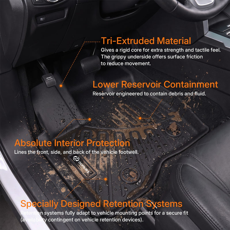 Front Rear Floor Mats Liners for 2011-2014 Ford Explorer Bench TPE