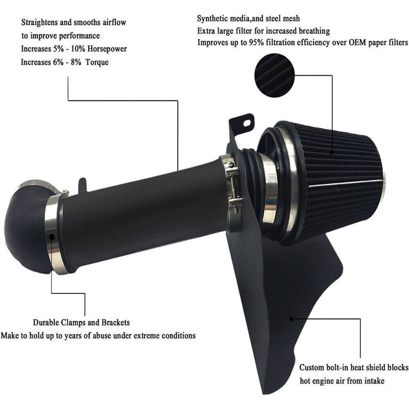 4" Cold Air Intake Kit + Heat Shield for Dodge Chrysler HEMI 5.7L 6.1L V8 05-10
