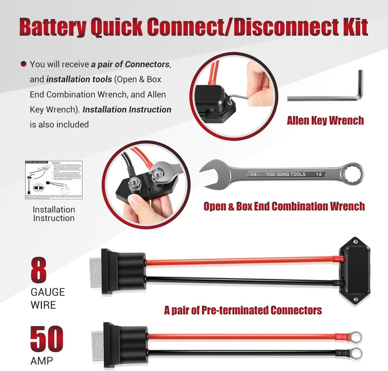 Newport Quick Connect Disconnect Terminal for Trolling Motor 8 Gauge Battery