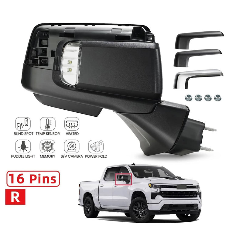 Passenger Side Mirror with Camera BSD Heated 16Pin for Chevy Silverado 1500
