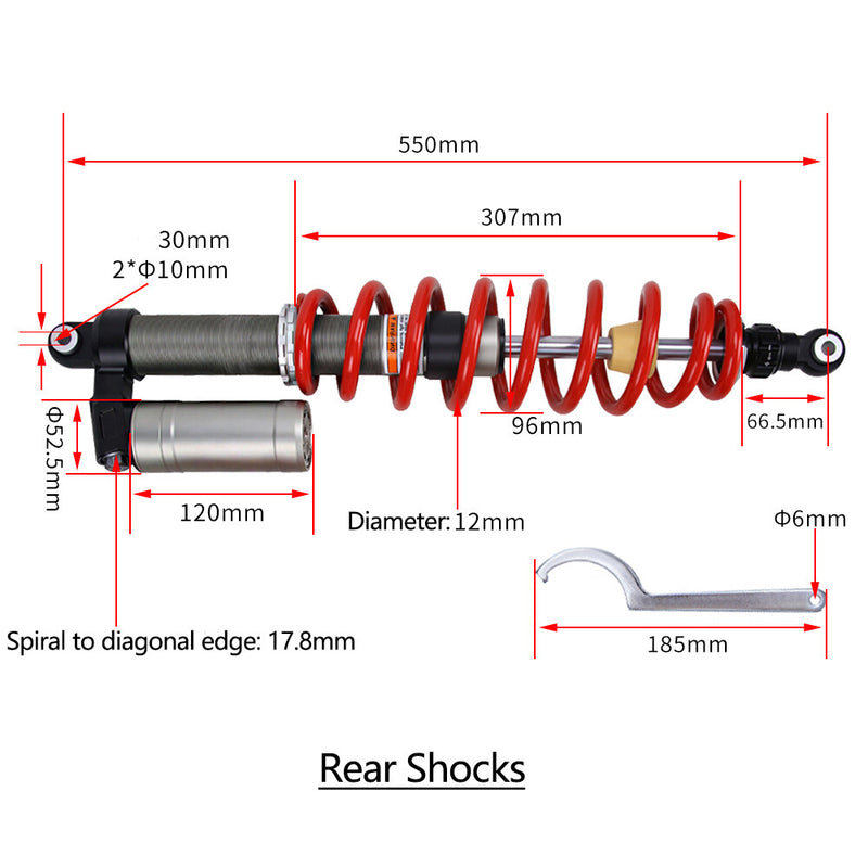 Pair Left Right Rear Air Shock Absorbers for Polaris RZR 800 S EFI 2009-2014