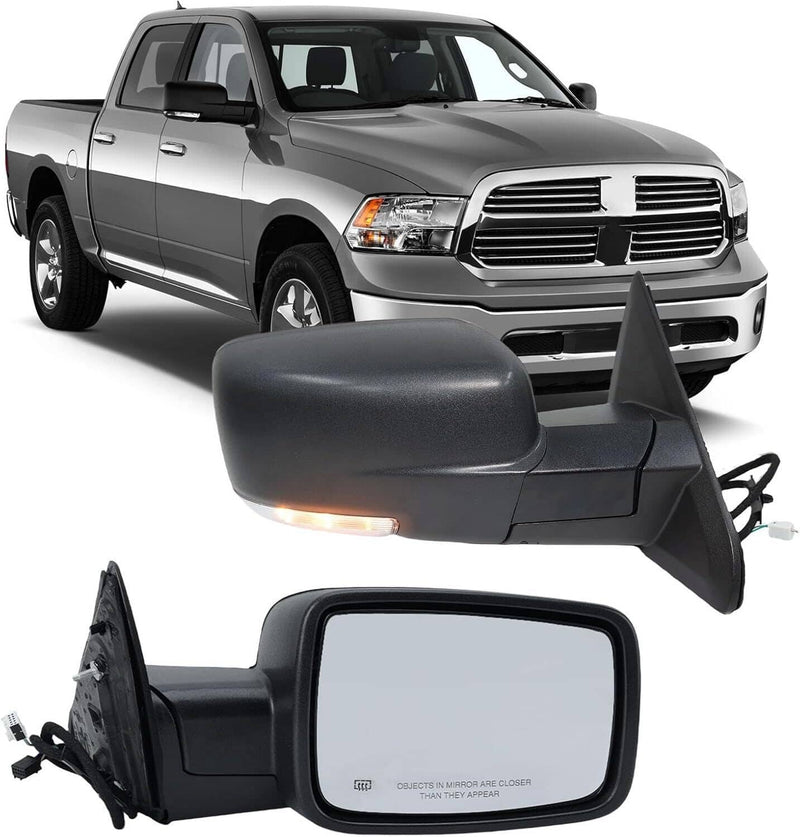 Fits 2013-2019 Ram 1500 Power Folding Right Side Mirror Black Cover w/ Signal