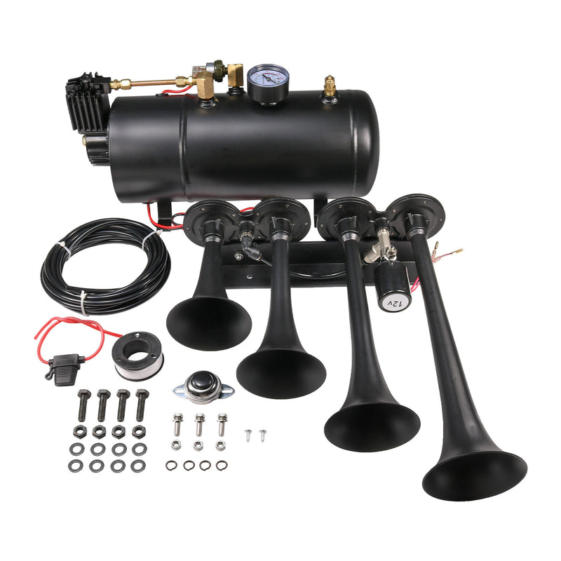 4 Trumpets Train Horn with 1G Air Tank 150psi for Truck Car Pickup