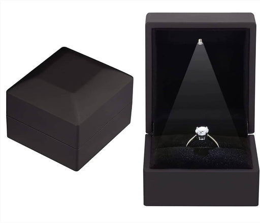 DURAFORCE 2 Pcs LED Lighted Ring Box Jewelry Case Display Engagement Romantic Wedding Gift