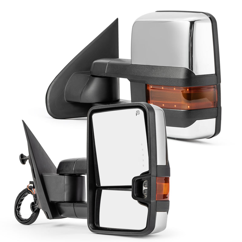 Manual Folding Heated Signal LED Tow Mirrors for 2014-2018 Silverado Sierra