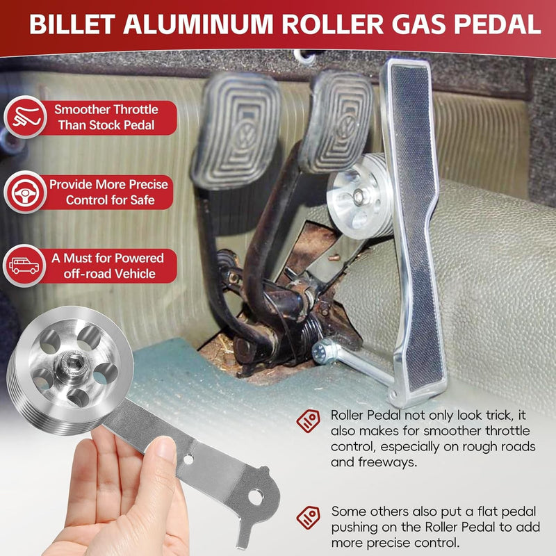 8511 Billet Aluminum Roller Gas Pedal for Volkswagen VW Bug Ghia 1949-1977