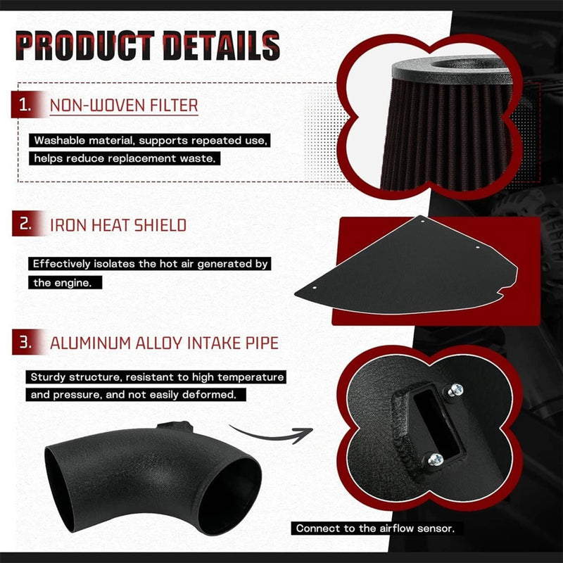 4 Inch Cold Air Intake System with Black Filter for BMW M340i G20 G21 B58 3.0