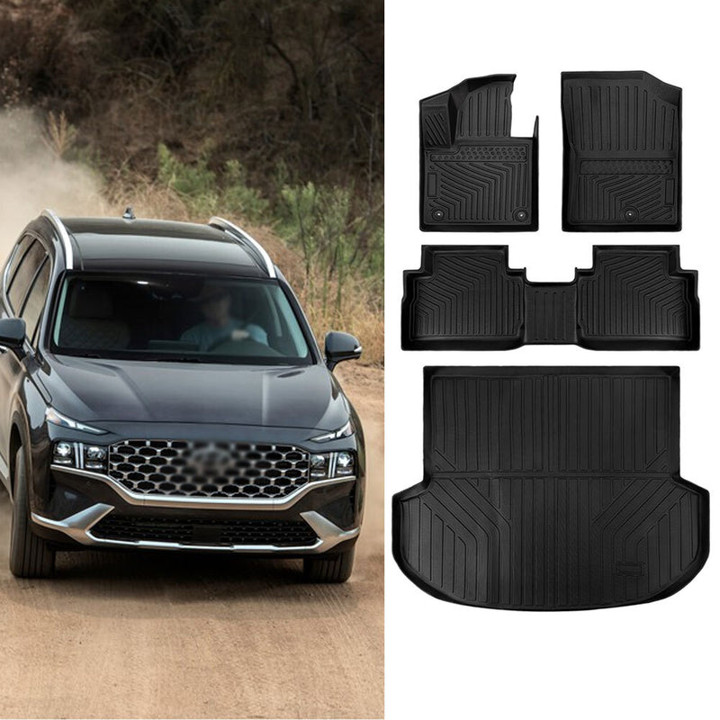 All-Weather 2 Row Floor Mats Cargo Liner for Hyundai Santa Fe 2021-2023