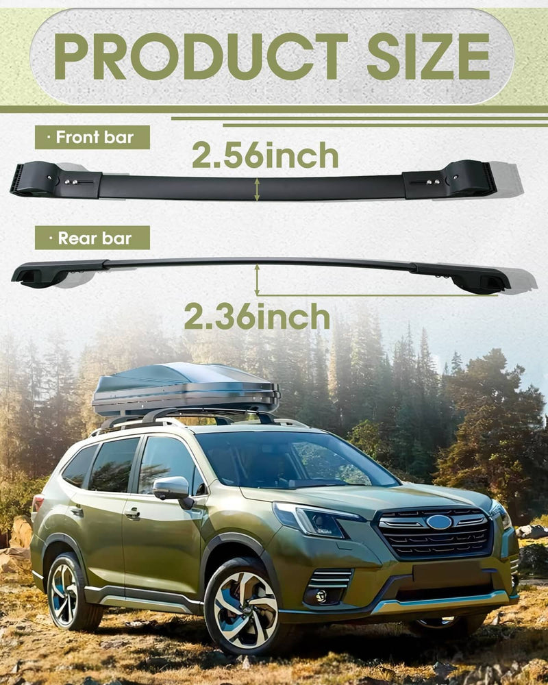 Aluminum Roof Rack Cross Bars Rail for Subaru Forester 2014-2024 Pair Black